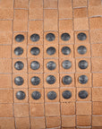 Genuine Leather - Studded Basket Weave Pillow - Tan