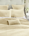 Stonewashed Cotton Velvet - King Quilt Set Set of 3 - Light Tan