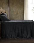 Stella - King Faux Silk Velvet Bedspread Set Set of 3 - Black