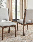 Athens - Upholstered Dining Chair Set of 2 - Light Gray / Chocolate Brown