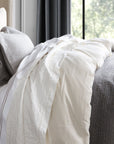 Hera - King Washed Linen Flange Duvet Cover Set (Set of 3) - White