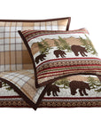 Bear Trail - Full/Queen Reversible Quilt Set Set of 3 - Red / White / Tan