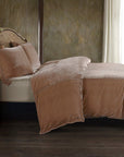 Stella - Queen Faux Silk Velvet Duvet Cover Set Set of 3 - Dusty Rose