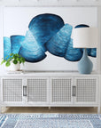 Ribbons Canvas Art - White / Blue