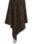 Stella - Faux Silk Velvet Double Box Stitch Throw - Green Ochre