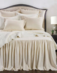 Luna - King Washed Linen Bedspread Set Set of 3 - Light Tan