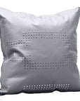 Genuine Leather - Geometric Studded Throw Pillow - Gray