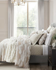 Serenity - King Modern Jacquard Duvet Cover Set Set of 3 - Champagne