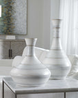 Potter - Fluted Striped Vases (Set of 2) - Light Blue