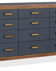 Melange - Geneva Accent Drawer Chest - Blue / Medium Walnut