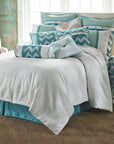 Catalina - Queen Duvet Cover Set Set of 4 - Blue / White