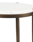 Mercier - Round Marble Accent Table - Brass / White