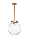 Gaia - 1 Light Watered Glass Pendant - Brass