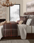 Jackson - Full Plaid Comforter Set Set of 3 - Brown / Red