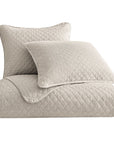 Anna - Full/Queen Diamond Quilted Coverlet Set Set of 3 - Light Tan