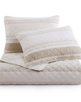 Mystic Stripe - Full/Queen Cotton Gauze Quilt Set Set of 3 - Taupe