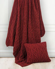 Cable Knit - Soft Wool Throw Blanket - Red