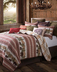Bear Trail - Full/Queen Reversible Quilt Set Set of 3 - Red / White / Tan