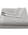 Stonewashed Cotton Waffle Weave - Twin Coverlet - Gray