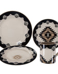 Chalet - Aztec Ceramic Dinnerware Set Set of 16 - Tan / Black