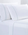 Laurel Sheet - Queen 350TC Laurel Embroidered Border Sheet Set Set of 4 - Light Blue
