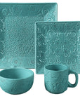 Savannah - Ceramic Dinnerware Set Set of 16 - Turquoise