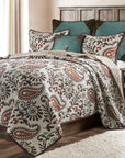 Rebecca - Twin Paisley Reversible Quilt Set Set of 2 - Turquoise / Brown