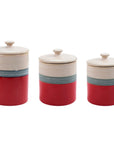Pasadizo Stoneware - Ceramic Canister Set Set of 3 , 2 Sets - Red