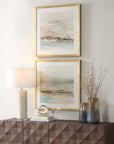 So Golden - Abstract Landscape Prints (Set of 2) - Black / Blue / Brass / Gold / Gray / Pink / White