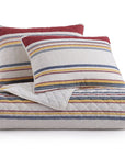Mystic Stripe - Full/Queen Cotton Gauze Quilt Set Set of 3 - Merlot