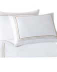 Border Embroidery - King Duvet Cover Set Set of 3 - Light Gold / White