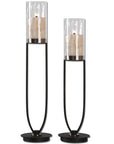 Durga - Iron Work Candleholders (Set of 2) - Black