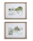 Serene - Lake Framed Prints (Set of 2) - Brown