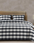 Camille - Twin Buffalo Check Duvet Cover Set Set of 2 - Black / Natural