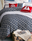 St. Clair - Queen Bedding Set Set of 4 - Navy / White