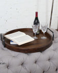 Reine - Round Wooden Tray - Dark Brown