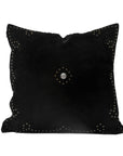 Western Suede Pillow - Western Suede Antique Silver Concho & Studded Pillow - Black