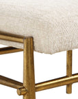 Karleen - Plush Small Brass Bench - White