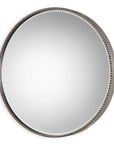 Stefania - Beaded Round Mirror - Silver