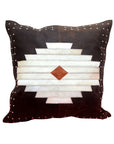 Genuine Leather - Leather & Hide Aztec Throw Pillow - Dark Brown