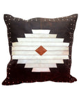 Genuine Leather - Leather & Hide Aztec Throw Pillow - Dark Brown