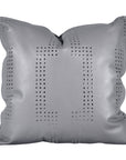 Genuine Leather - Geometric Studded Throw Pillow - Gray