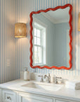 Camellia - Rectangular Wall Mirror - Red Lacquer