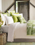 Capri - Queen Duvet Cover Set Set of 4 - Green / White