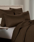 Satin Channel - King Quilt Set Set of 3 - Chocolate