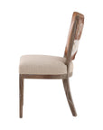 Lina - Leather and Linen Chair - Light Brown / Beige