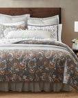 Abbie - Twin Western Paisley Reversible Quilt Set Set of 2 - Gray