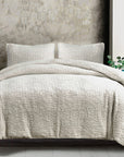 Porto Matelasse - Queen Duvet Cover Set Set of 3 - Light Taupe