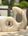 Stone Flow - Outdoor Sculptures (Set of 2) - Brown / White