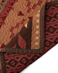 Broken Arrow - Twin Reversible Quilt Set (Set of 2) - Red / Tan / Brown